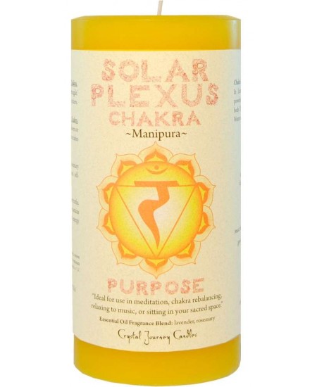 Yellow Solar Plexus Chakra Candle Crystal Journey Lavender Rosemary Pillar 2578