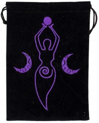 Moon Goddess Embroidered Velvet Pouch