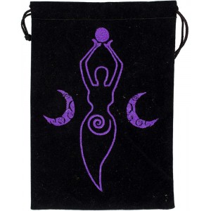 Moon Goddess Embroidered Velvet Pouch