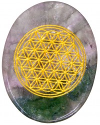 Rainbow Fluorite Flower of Life Worry Stone