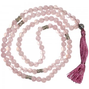 Rose Quartz Prayer Bead Mala with Counters