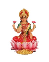 Lakshmi Hindu Goddess Seated on Lotus Statue