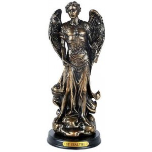 Archangel St Sealtiel Bronze Resin Christian 8 Inch Statue