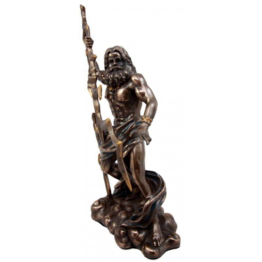 Zeus Greek King Of Gods With Thunderbolt Bronze Statue