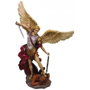 Archangel St Michael Hand Painted Color Christian Statue