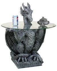 Dragon Side Table with Glass Top