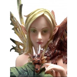 Forest Fairy with Baby Dragon Statue