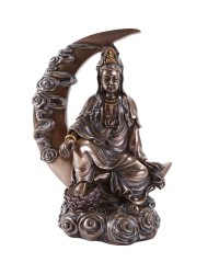 Quan Yin Crescent Moon Statue