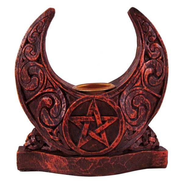 Crescent Moon Pentacle Candle Holder