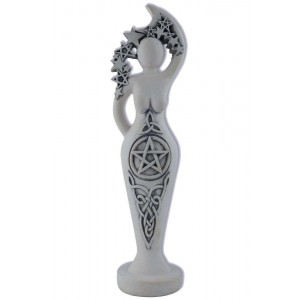 Pentacle Goddess White Stone Finish Altar Statue