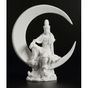 Quan Yin Water and Crescent Moon Statue