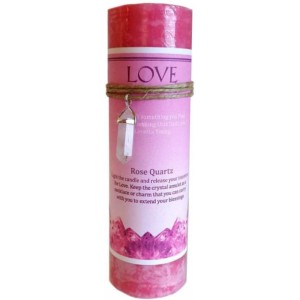 Love Crystal Energy Candle with Rose Quartz Pendant