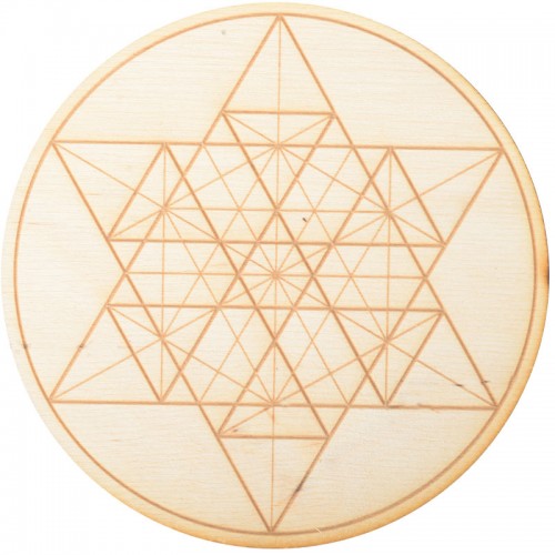 Geometric Star Crystal Grid in 3 Sizes - Magick, Crystals, Wood Disc