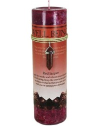 Well Being Crystal Energy Candle with Red Jasper Pendant