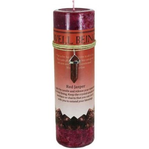 Well Being Crystal Energy Candle with Red Jasper Pendant