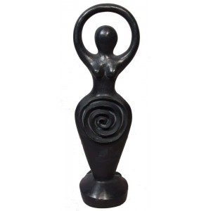 Spiral Goddess Black Stone Finish Altar Statue