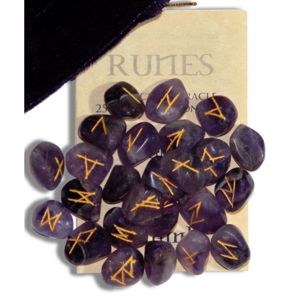 Amethyst Gemstone Rune Set