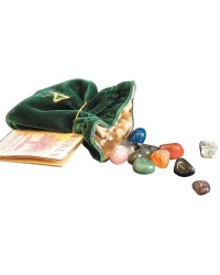 Gemstone Rune Stone Set with Embroidered Bag