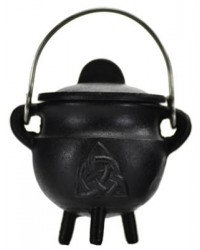 Triquetra Cast Iron Mini Cauldron with Lid